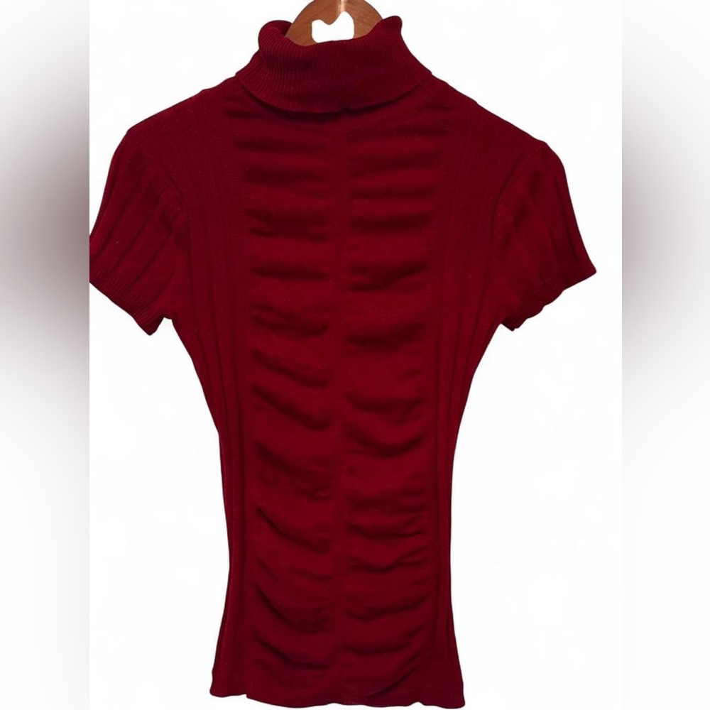 Cache Red Short Sleeve Turtleneck Top